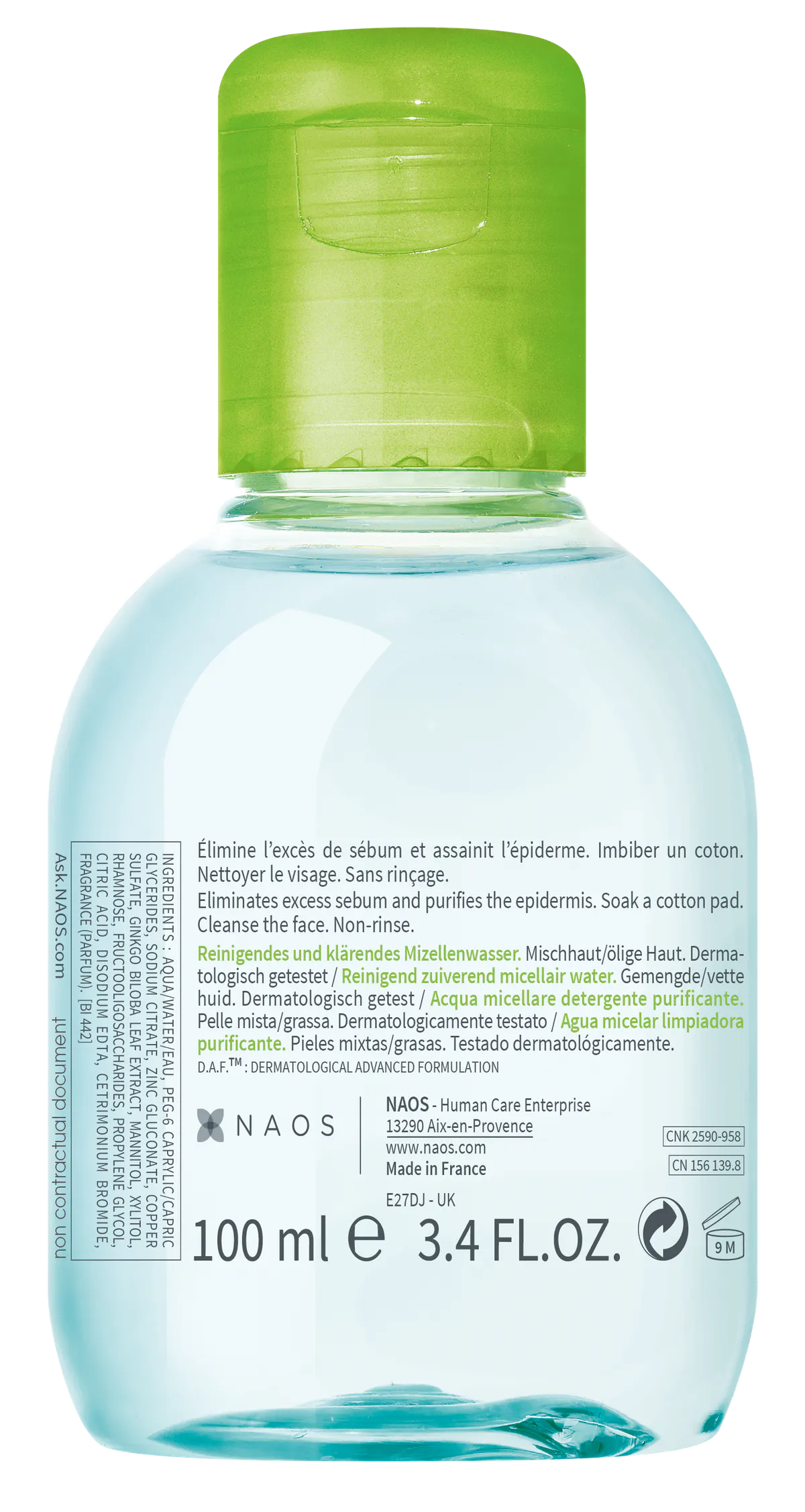 Bioderma Sebium H2O Purifying Micellar Water Cleanser for Oily Skin 100ml, view 2