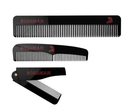 Bossman Set of 3 Acetate Beard, Moustache, Hair Combs