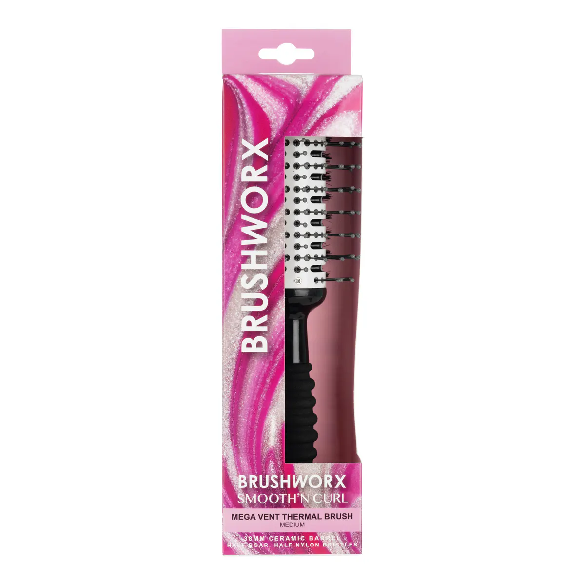 Brushworx Smooth n' Curl Half Thermal/Half Boar 38mm, view 2