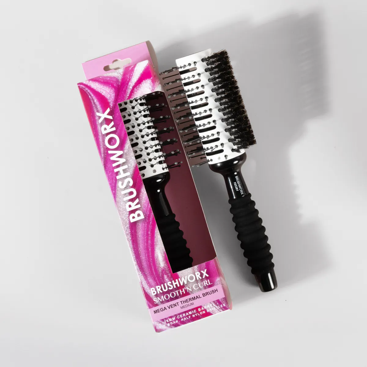 Brushworx Smooth n' Curl Half Thermal/Half Boar 38mm, view 4
