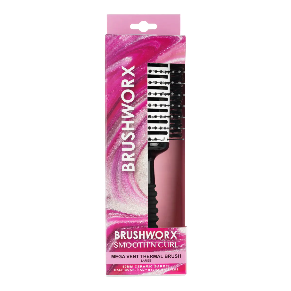 Brushworx Smooth n' Curl Half Thermal/Half Boar 50mm, view 2