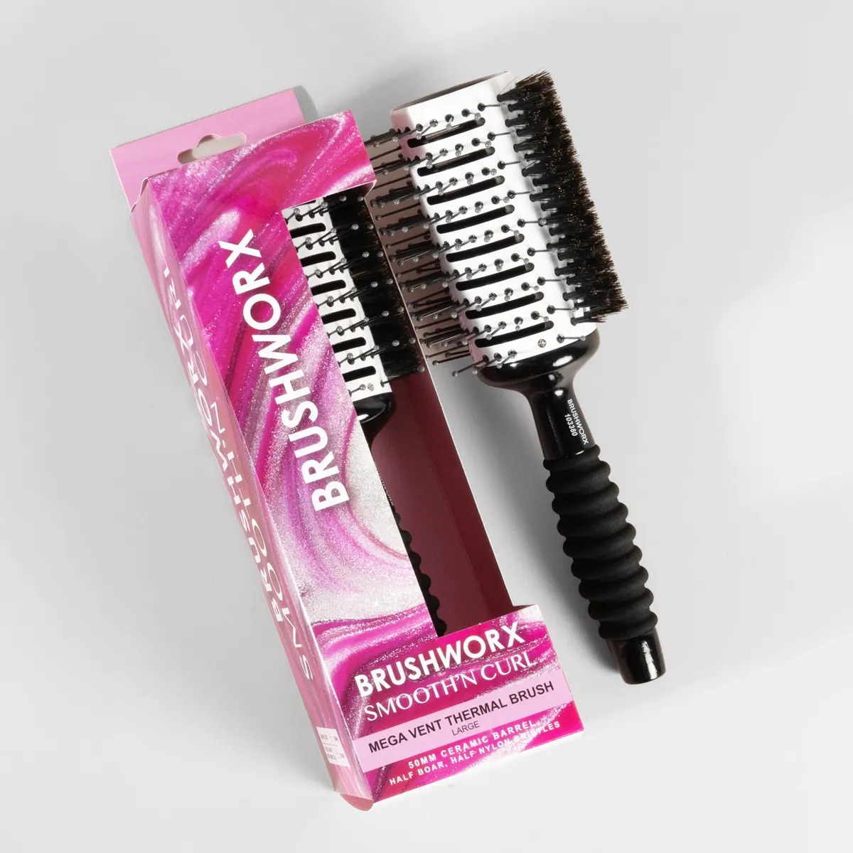 Brushworx Smooth n' Curl Half Thermal/Half Boar 50mm, view 5