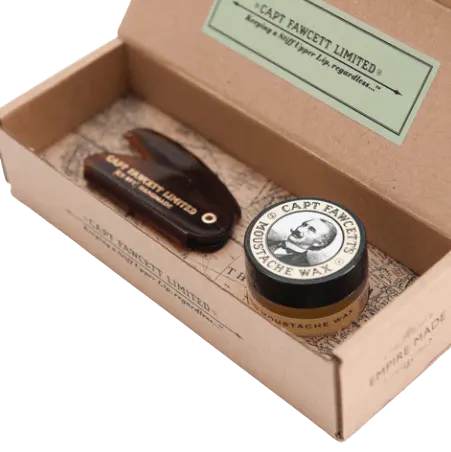 Captain Fawcett's Expedition Mo Wax & Folding Moustache Comb Set