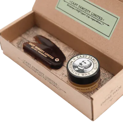 Captain Fawcett's Expedition Mo Wax & Folding Moustache Comb Set