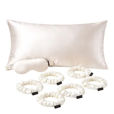 Casa Della Silk Bridal Mulberry Silk Sleep Bundle - Classic Ivory