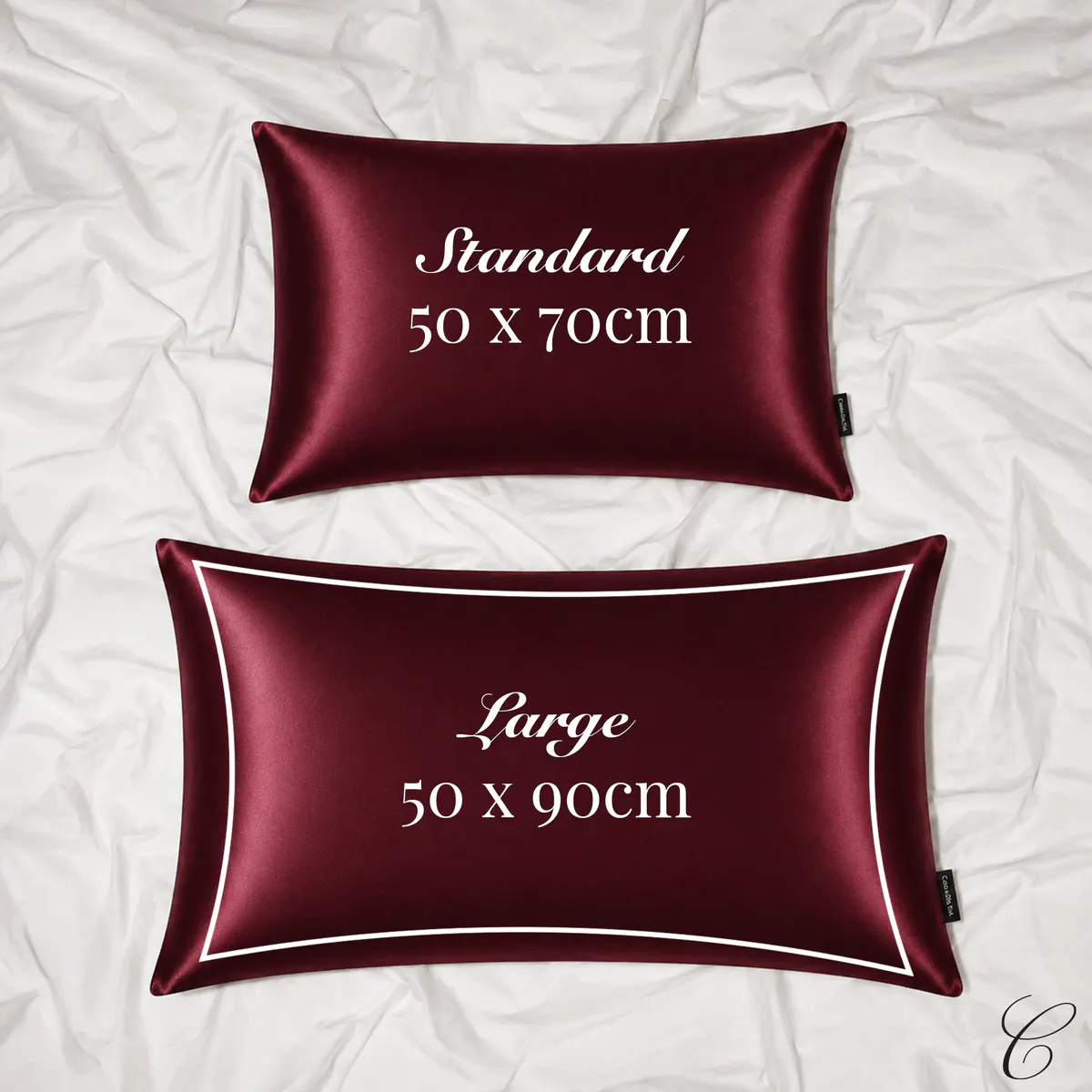 Casa Della Silk Dolce Mulberry Silk Pillowcase – Large – Bordeaux Red, view 6