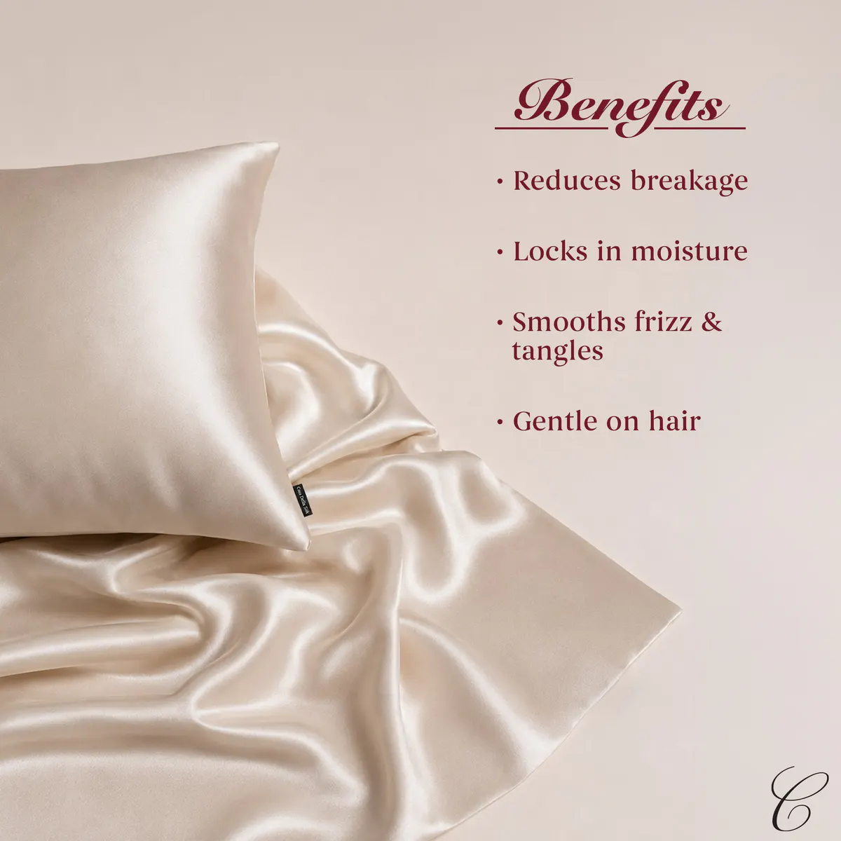 Casa Della Silk Dolce Mulberry Silk Pillowcase – Large – Classic Ivory, view 3