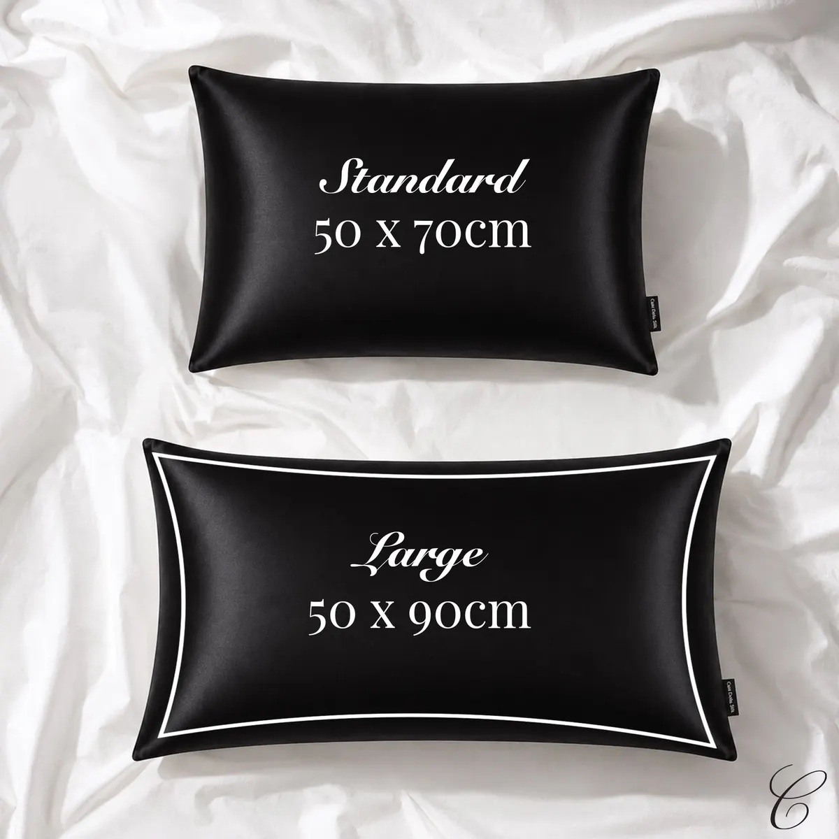 Casa Della Silk Dolce Mulberry Silk Pillowcase – Large – Midnight Noir, view 6