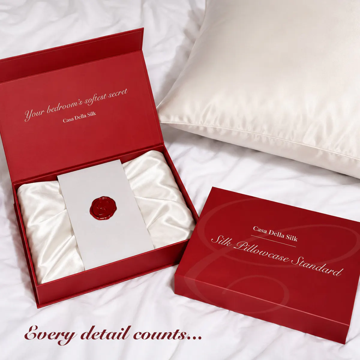 Casa Della Silk Dolce Mulberry Silk Pillowcase – Standard – Classic Ivory, view 7