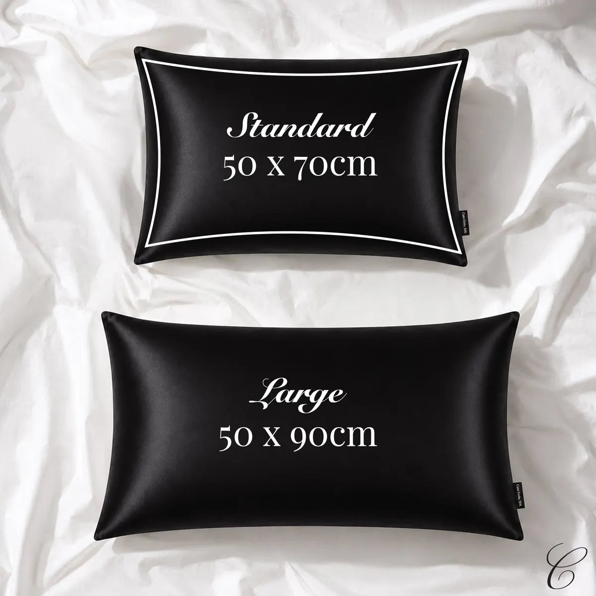Casa Della Silk Dolce Mulberry Silk Pillowcase – Standard – Midnight Noir, view 6