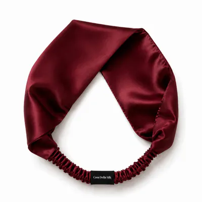Casa Della Silk Elan Mulberry Silk Headband – Bordeaux Red