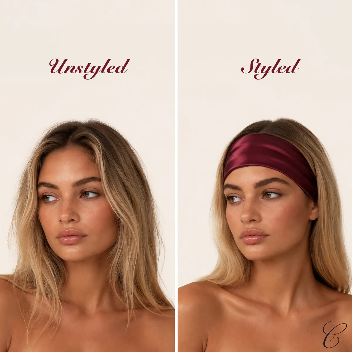 Casa Della Silk Elan Mulberry Silk Headband – Bordeaux Red, view 4