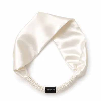 Casa Della Silk Elan Mulberry Silk Headband – Classic Ivory