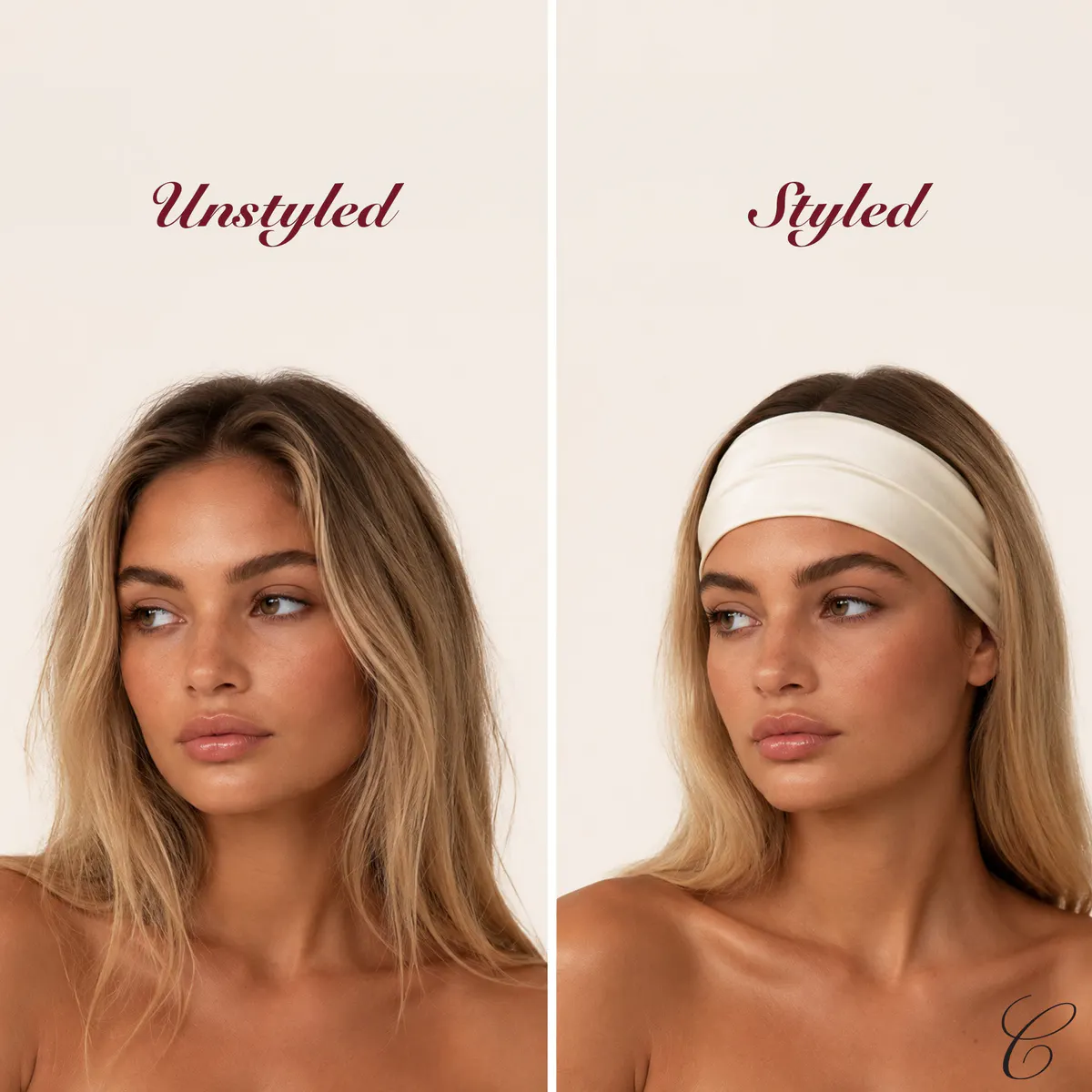 Casa Della Silk Elan Mulberry Silk Headband – Classic Ivory, view 4