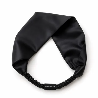 Casa Della Silk Elan Mulberry Silk Headband – Midnight Noir