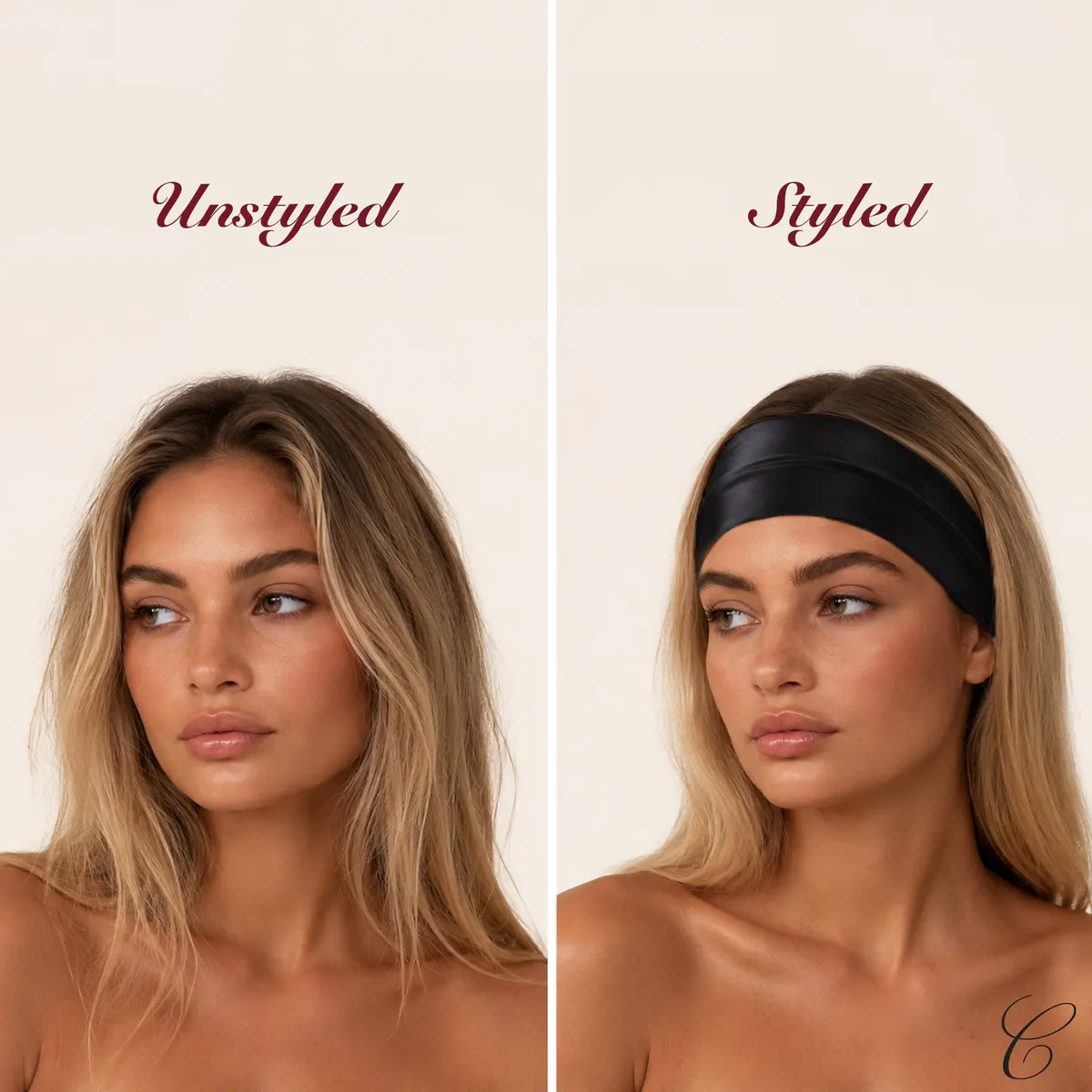 Casa Della Silk Elan Mulberry Silk Headband – Midnight Noir, view 4