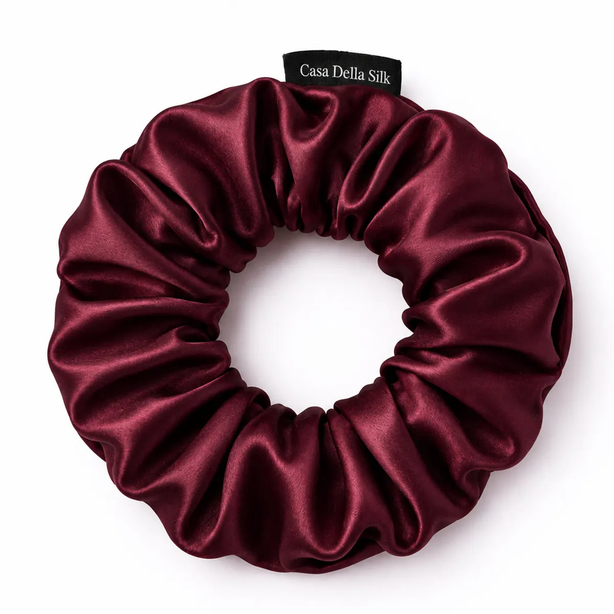 Casa Della Silk Grande Mulberry Silk Scrunchies x3 – Large – Bordeaux Red