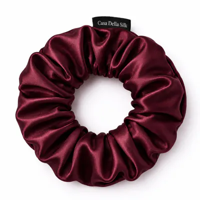 Casa Della Silk Grande Mulberry Silk Scrunchies x3 – Large – Bordeaux Red