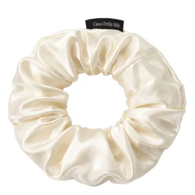 Casa Della Silk Grande Mulberry Silk Scrunchies x3 – Large – Classic Ivory