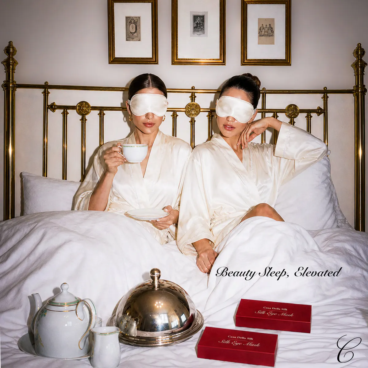 Casa Della Silk La Notte Mulberry Silk Sleep Mask – Classic Ivory, view 2
