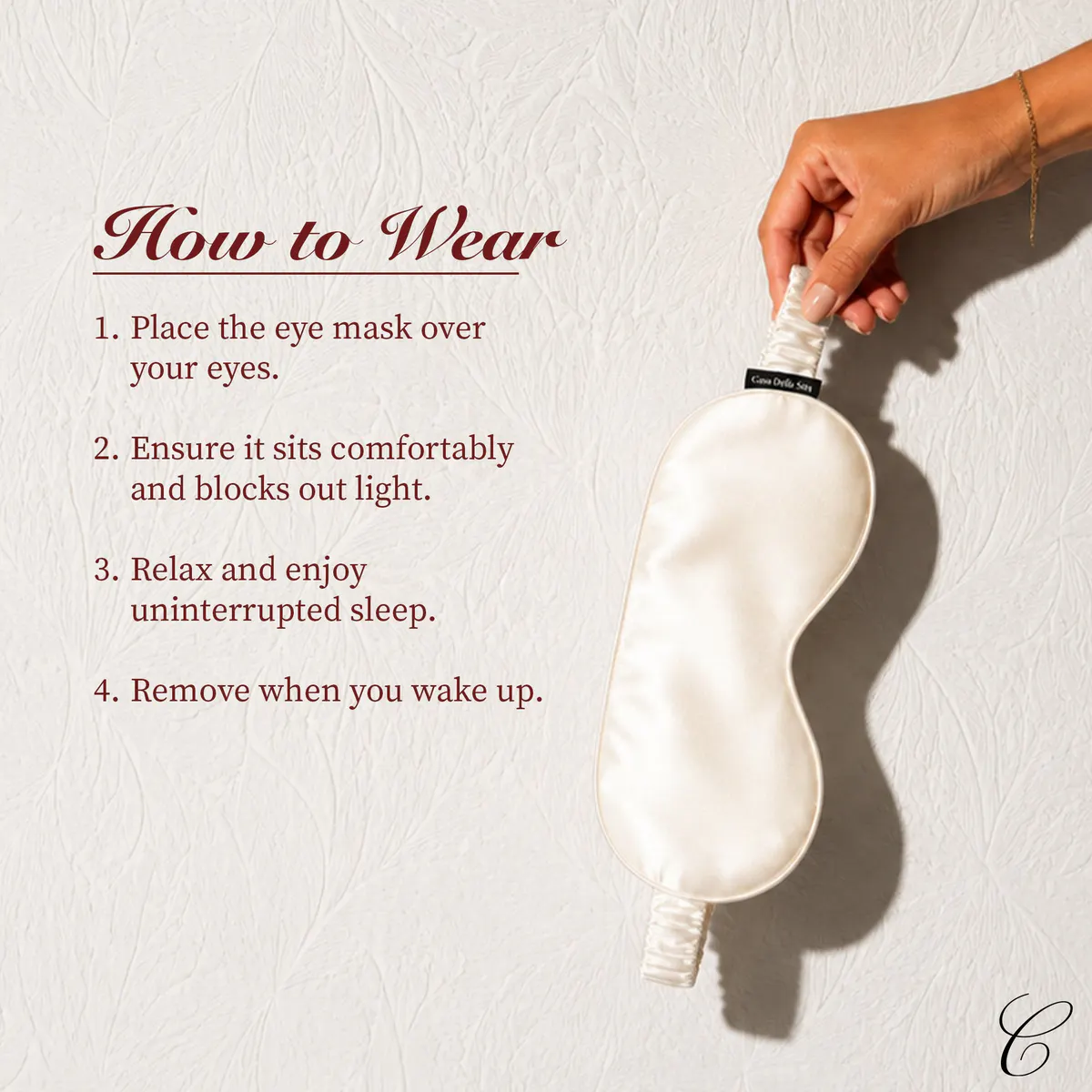 Casa Della Silk La Notte Mulberry Silk Sleep Mask – Classic Ivory, view 6