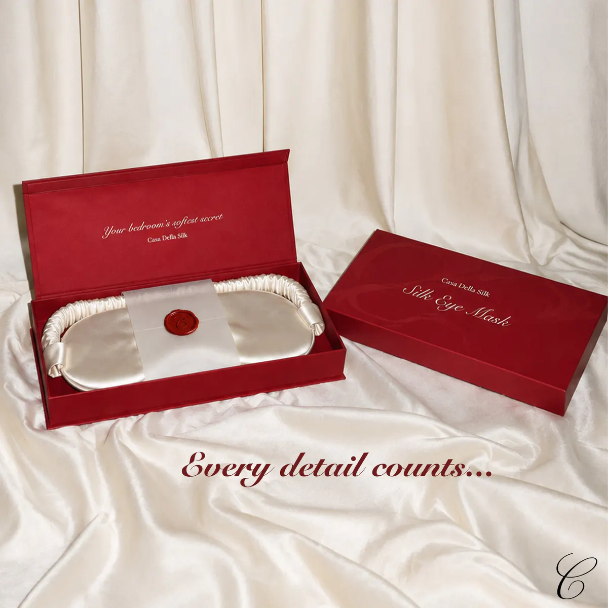 Casa Della Silk La Notte Mulberry Silk Sleep Mask – Classic Ivory, view 7