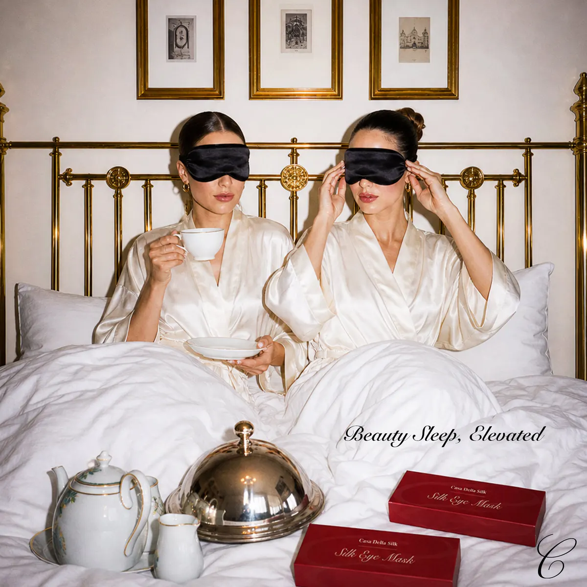 Casa Della Silk La Notte Mulberry Silk Sleep Mask – Midnight Noir, view 2