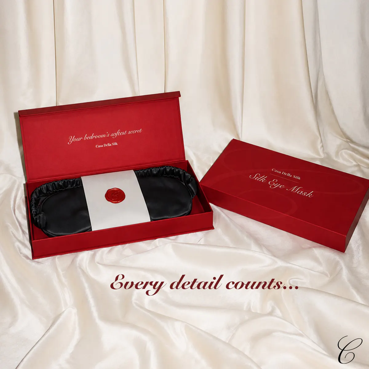 Casa Della Silk La Notte Mulberry Silk Sleep Mask – Midnight Noir, view 7