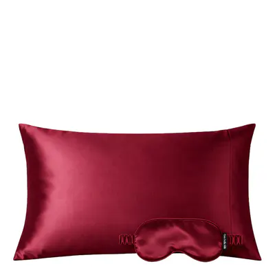 Casa Della Silk Mulberry Silk Beauty Sleep Standard Bundle - Bordeaux Red