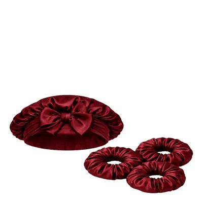 Casa Della Silk Mulberry Silk Luxury Hair Protection Bundle - Bordeaux Red