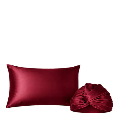 Casa Della Silk Mulberry Silk Luxury Sleep Ritual Duo Bundle - Bordeaux Red