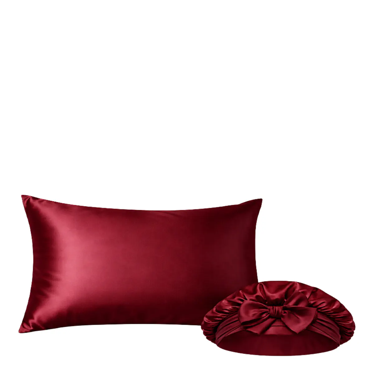 Casa Della Silk Mulberry Silk Overnight Hair Care Bundle - Bordeaux Red