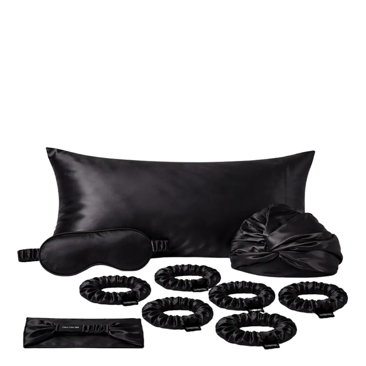 Casa Della Silk Mulberry Silk Ultimate Mulberry Silk Sleep and Hair Care Bundle - Midnight Noir