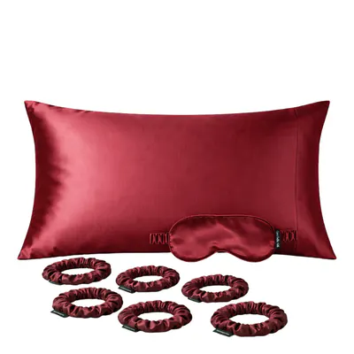 Casa Della Silk Mulberry Silk Ultimate Slumber Trio Bundle - Bordeaux Red