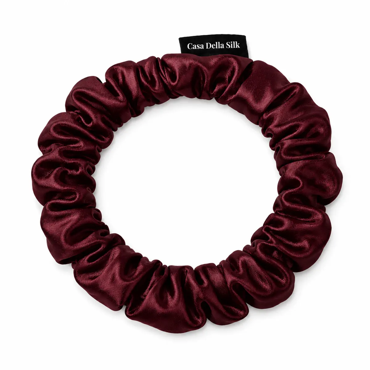 Casa Della Silk Petite Mulberry Silk Scrunchies x6, Small, Bordeaux Red