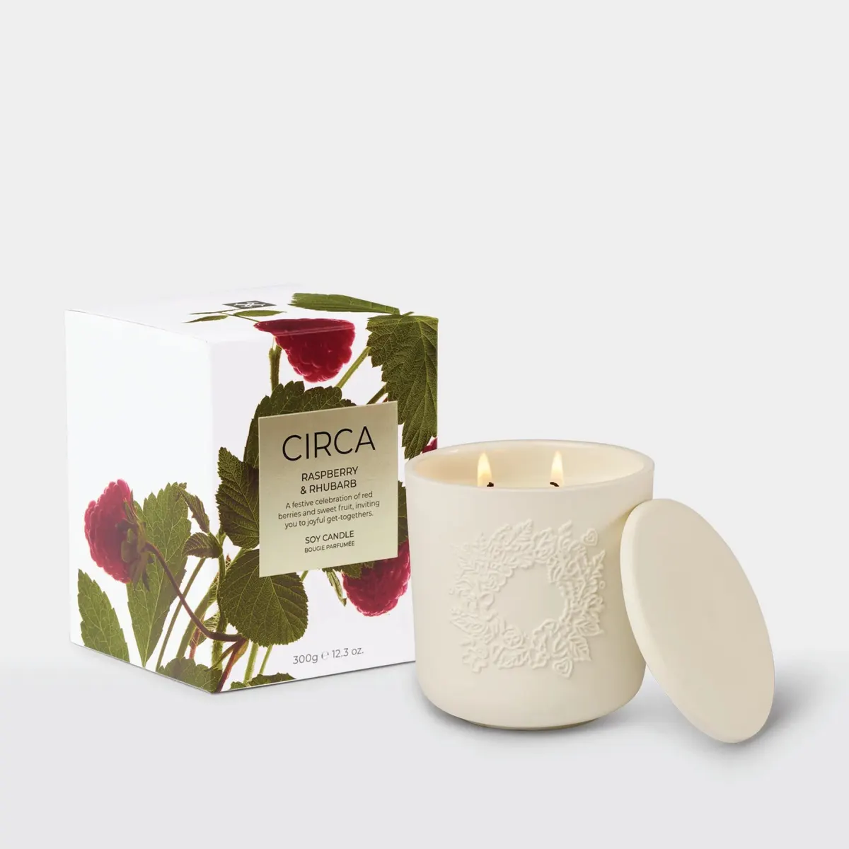CIRCA Raspberry & Rhubarb Christmas Candle 300g, view 4