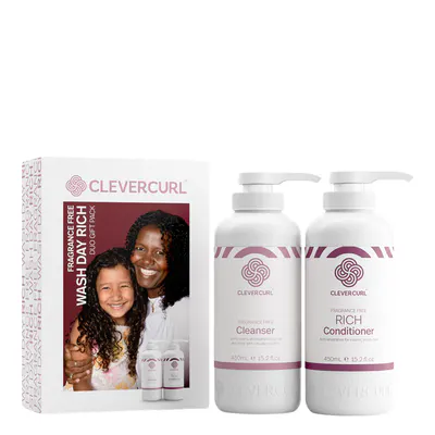 Clever Curl Fragrance Free Cleanser & Rich Conditioner Duo Pack