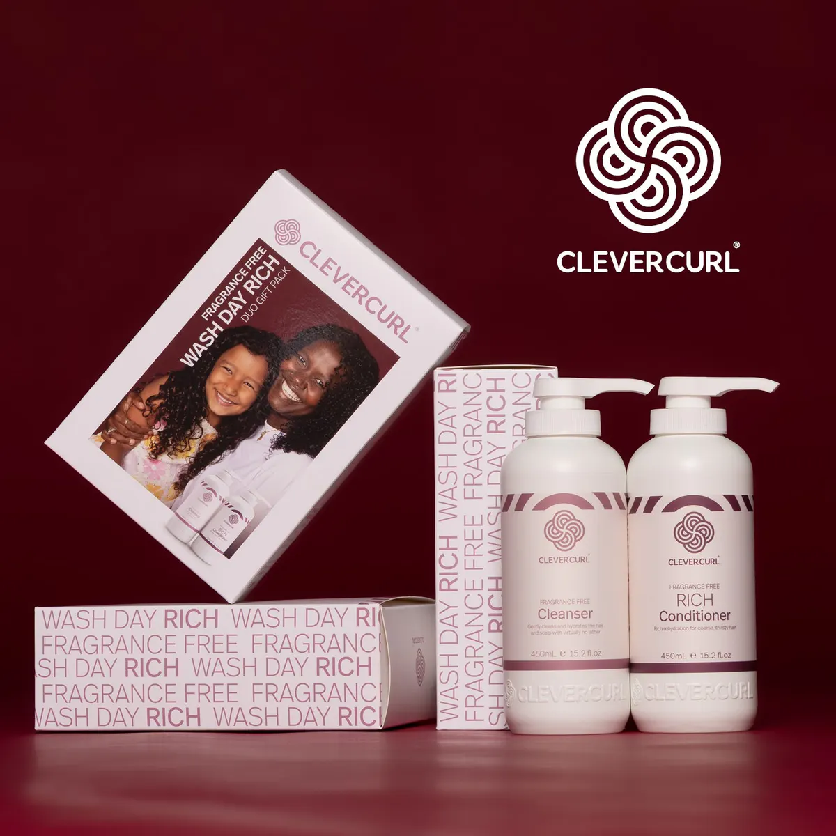 Clever Curl Fragrance Free Cleanser & Rich Conditioner Duo Pack, view 2