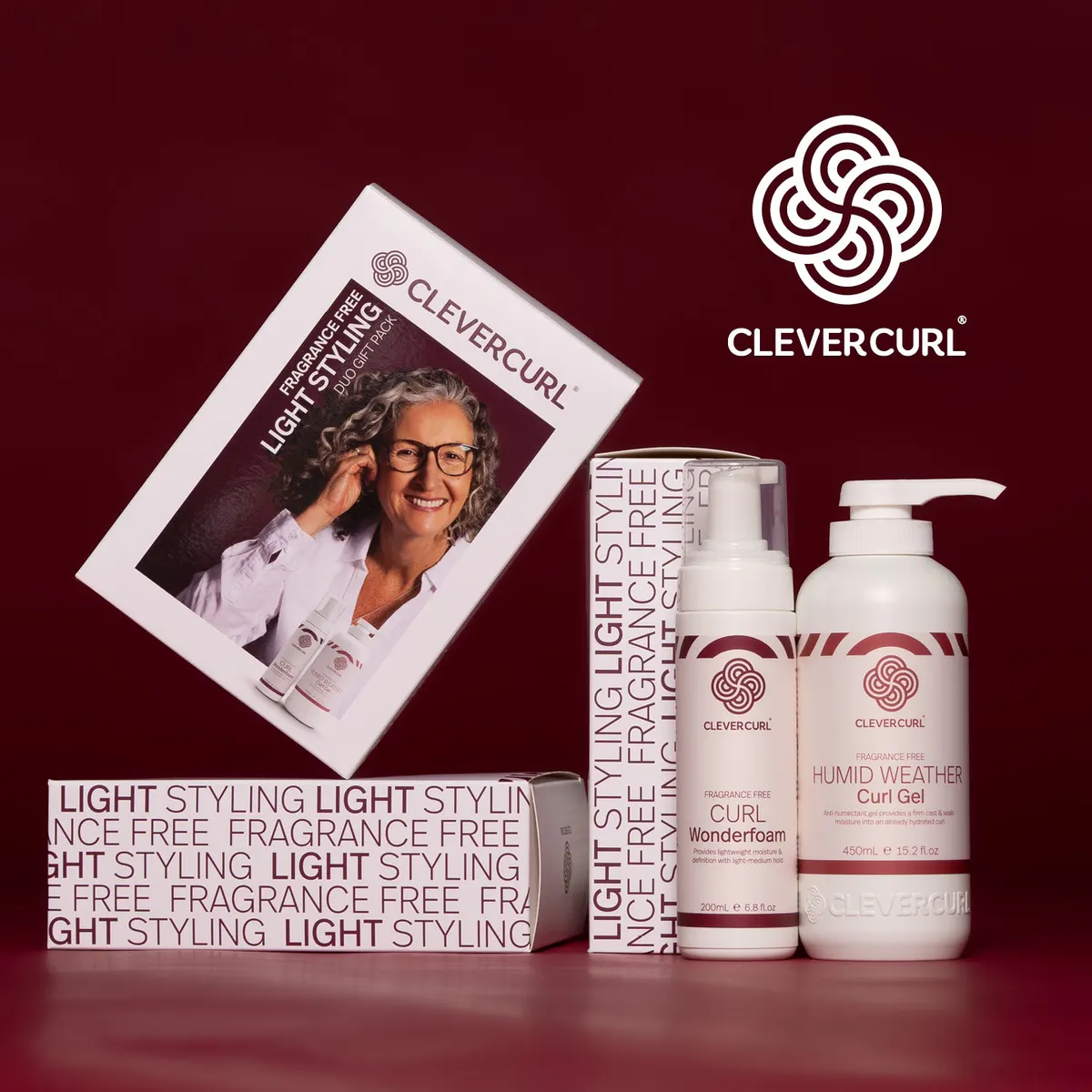 Clever Curl Fragrance Free Wonderfoam & Humid Weather Gel Duo Pack, view 2