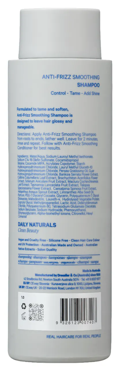 Daily Naturals Clean Beauty Anti-Frizz Smoothing Shampoo 275ml, view 3