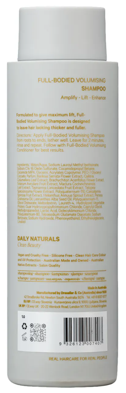 Daily Naturals Clean Beauty Full-Bodied Volumising Shampoo 275ml, view 3