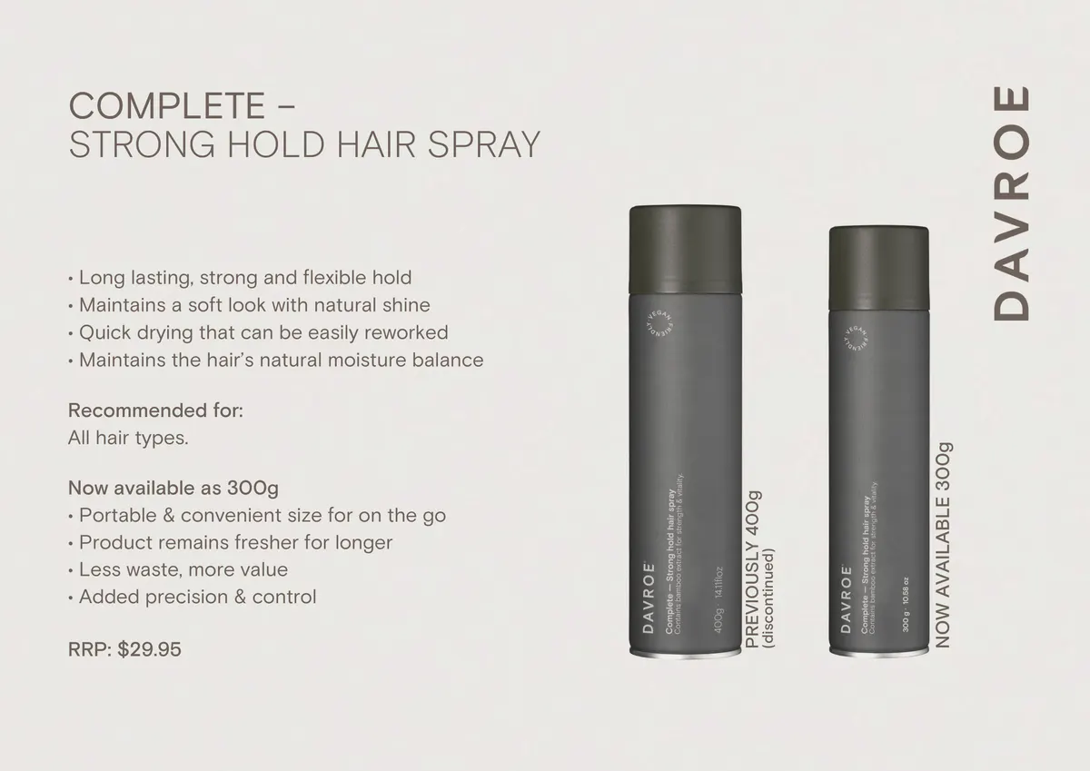Davroe Complete Aerosol Strong Hold Hairspray 300g, view 3