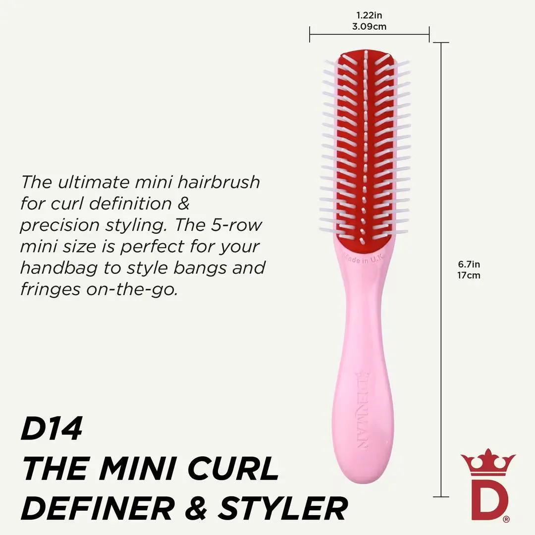 Denman D14 5 Row Mini Styler Pink Crush Brush, view 3