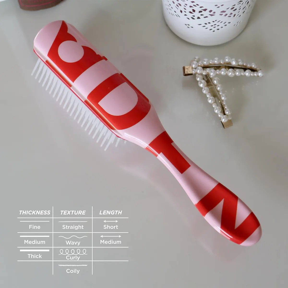Denman D3 7 Row Styler Pink Brush, view 4