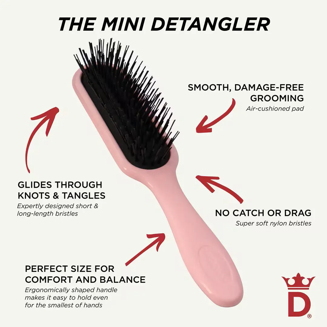 Denman D90 Pastel Pink Tangle Tamer Ultra Mini Brush, view 3