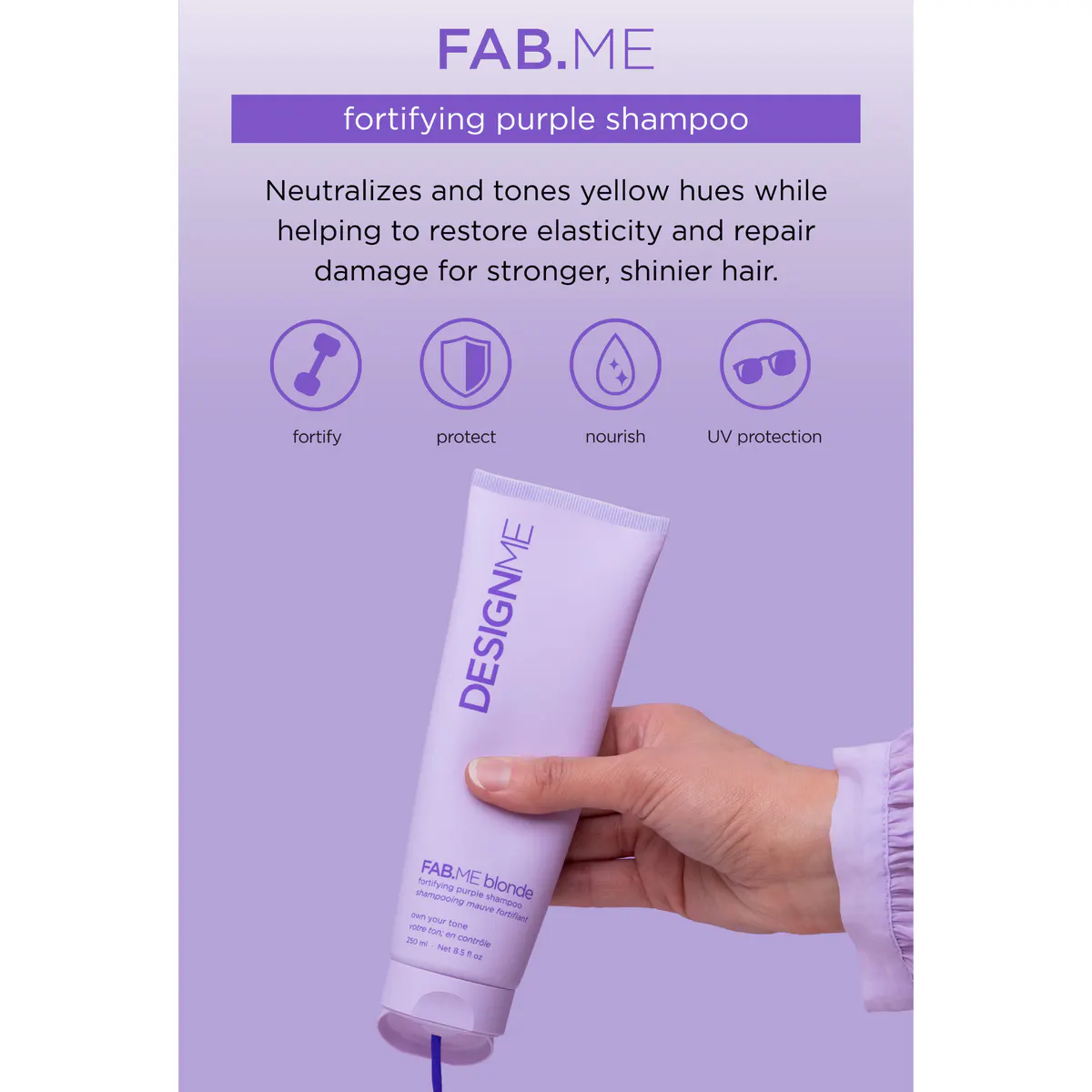 DESIGNME Fab Me Blonde Purple Shampoo - 250ml, view 3
