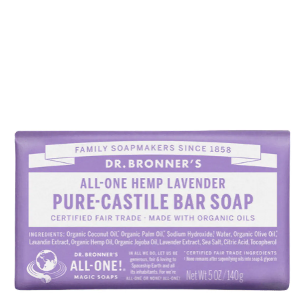 Dr. Bronner's Pure-Castile Bar Soap Lavender 140g