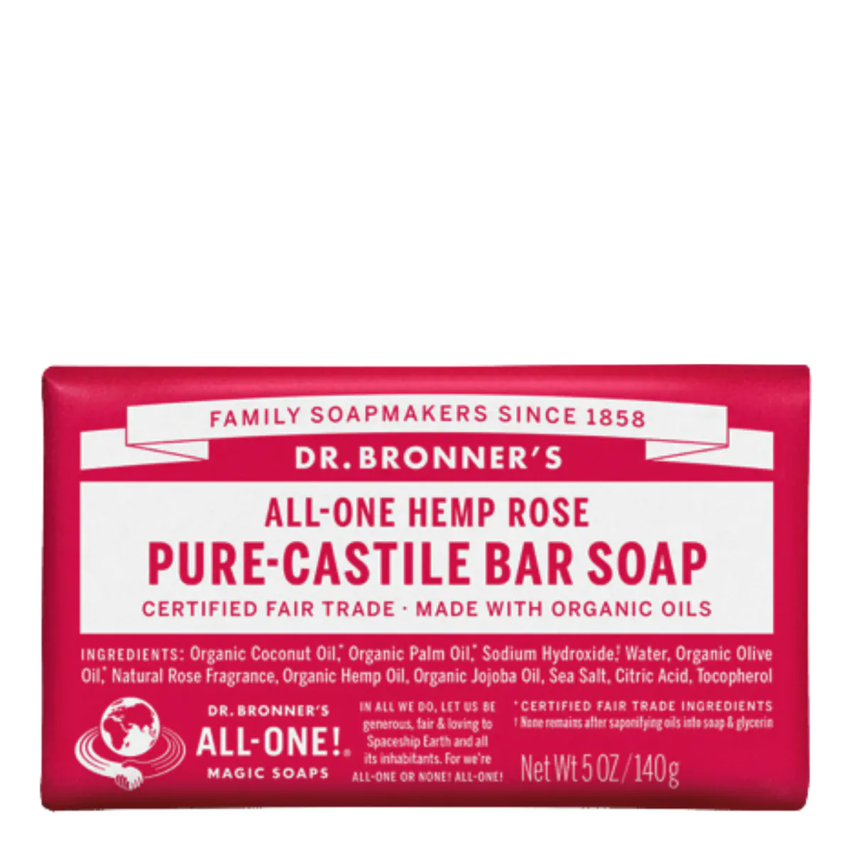 Dr. Bronner's Pure-Castile Bar Soap Rose 140g