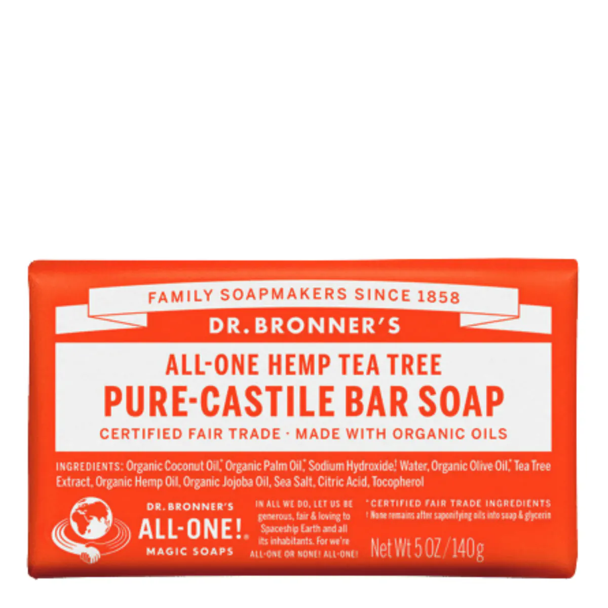 Dr. Bronner's Pure-Castile Bar Soap Tea Tree 140g