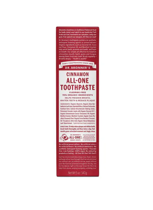 Dr. Bronner's All-One Toothpaste Cinnamon 140g, view 2